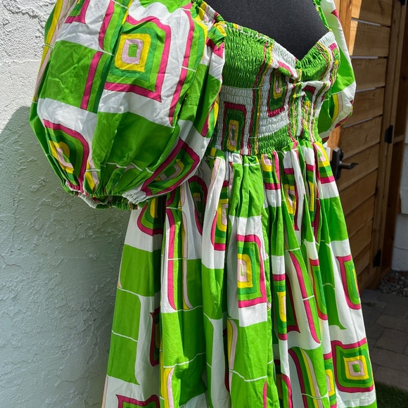 S/W/F mini dress w/puff sleeves NWT "chartreuse" Women's L  Sexy SWF - Picture 5 of 10